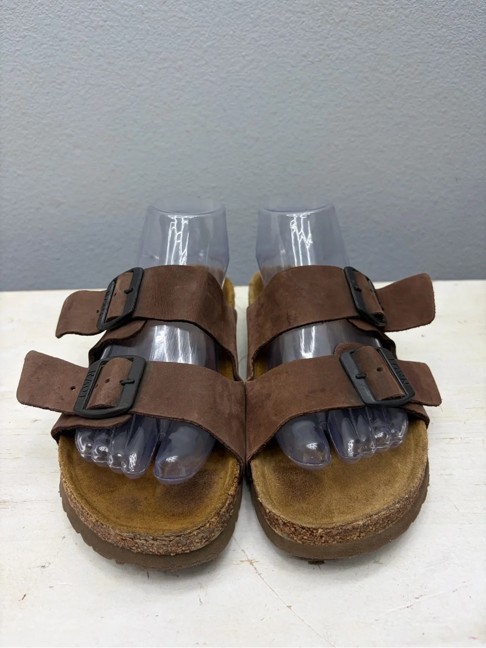 Naot Brown Leather Double Sandals Size 39